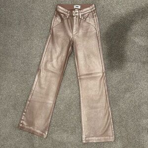 PAIGE LEENAH METALLIC HIGH-RISE WIDE-LEG JEANS